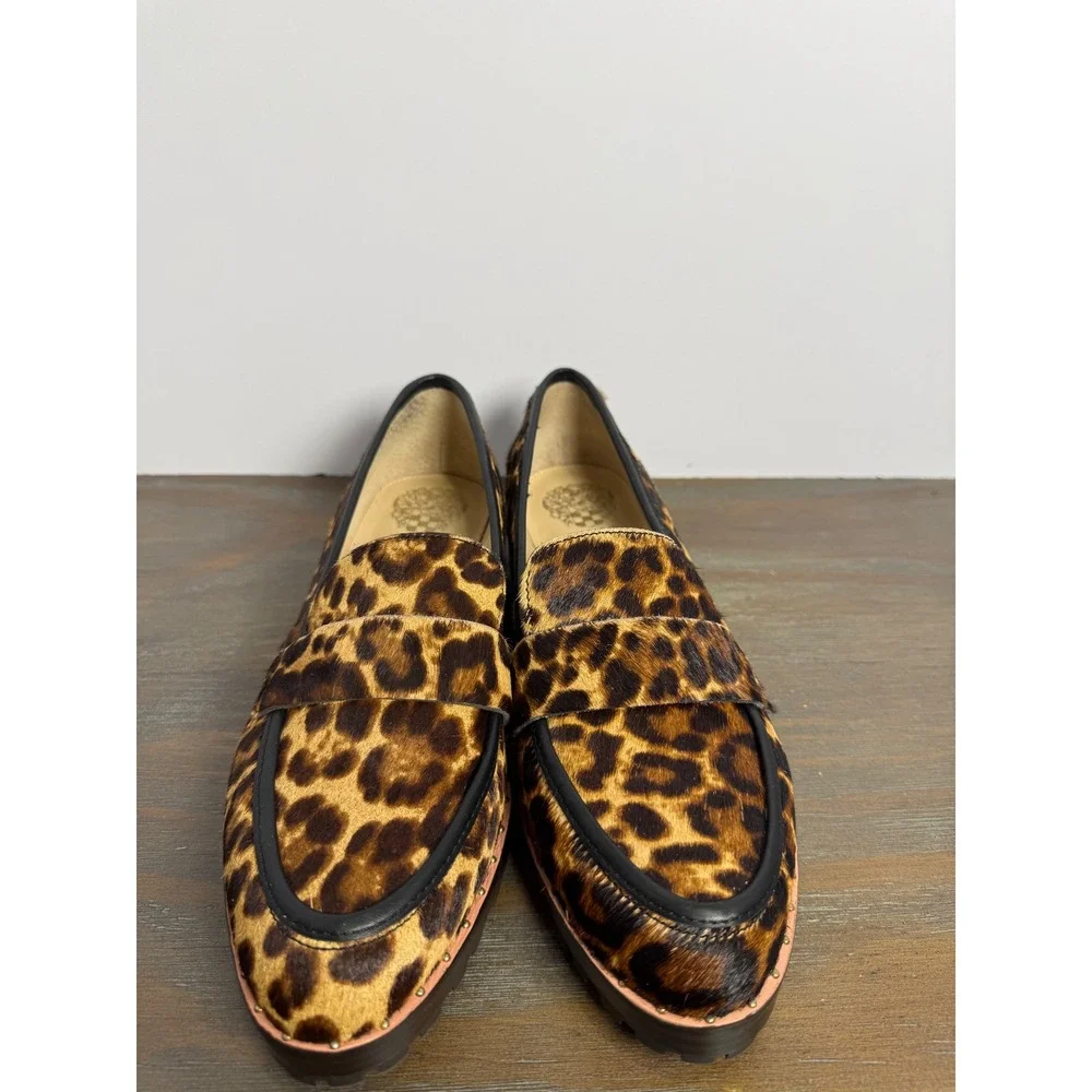 Vince Camuto‎ Leopard Calf Hair Lug Sole Loafers Size 7 New Statement
